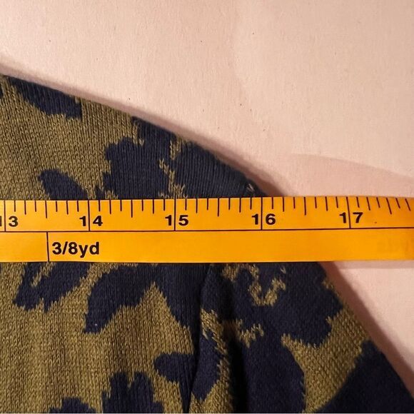 Isaac Mizrahi Live Sweater Womens XS Navy Olive Floral Open Cardigan - Picture 7 of 10